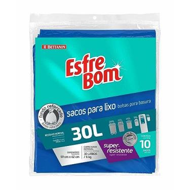 Imagem de EsfreBom - Saco para Lixo Almofada Pack com 10 Sacos de 30 Litros, Cor Azul, Bettanin