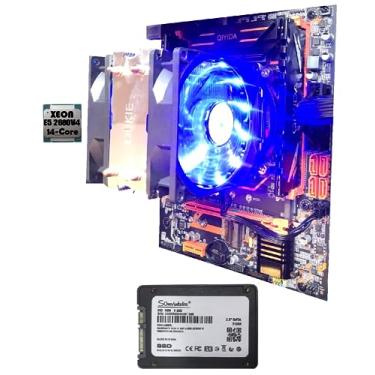 Imagem de Kit PC Gamer X99 Xeon E5 2680v4 14 Núcleos (Ryzen 5 5600) + 16GB DDR4 + SSD 512GB + Cooler 2 Fans LED