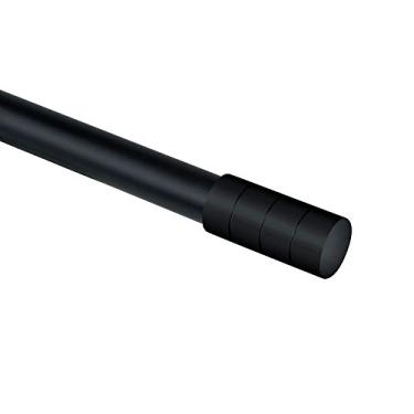 Imagem de Kit Varão Extensível de 1,20 m a 2,10 m, Espessura do tubo 25-28mm, 2 Ponteiras Decorativas Cilíndrica, Preto