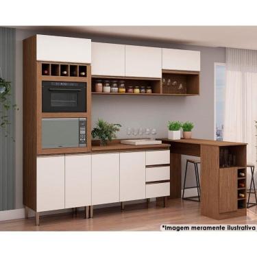 Imagem de Kit De Cozinha 5pçs 4pçs (2 Armários + 1 Balcão + 1 Paneleiro) C/ Nicho Ebano/off White - Genialflex