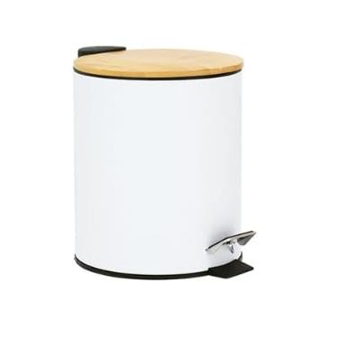 Imagem de Lixeira 3 Litros com Tampa de Bambu Mimo Style Branco
