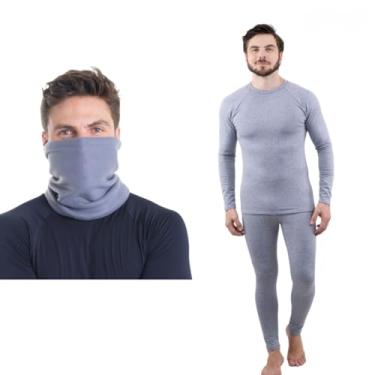 Imagem de Conjunto Camiseta e Calça Térmica + Touca Gola Proteção ao Frio (M, Cinza)