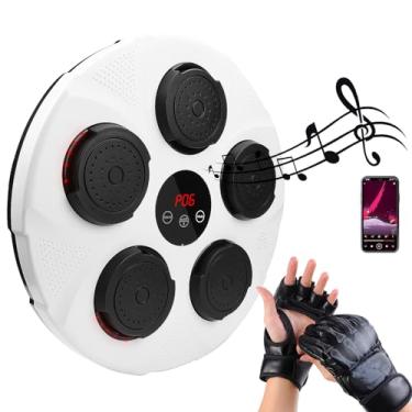 Imagem de LZ-Bingo Máquina de boxe de música inteligente com almofada de perfuração eletrônica de LED, equipamento de treinamento de boxe Bluetooth, jogo de boxe montado na parede, alvo de boxe inteligente para crianças/adultos com luva de boxe