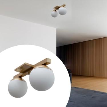 Imagem de Luminária de Teto Plafon Duplo Lustre Jabuticaba Vidro Globo Fosco 12cm Soquete G9 Bivolt (Dourado)