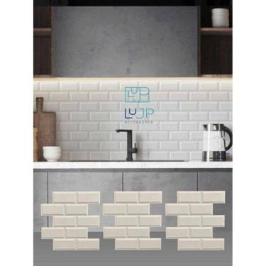 Imagem de 10 Placas 3D De Pvc Azulejos Tijolinho Retro Cozinha 50X50Cm