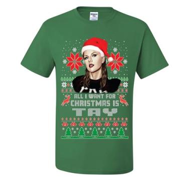 Imagem de wild custom apparel Camisetas feias de Natal All I Want for Christmas is Tay, Verde Kelly, P