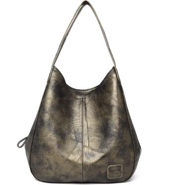 Imagem de Bolsas femininas Bolsa de ombro de couro macio feminino, bolsa de corpo cruzado de grande capacidade, bolsa feminina, dourada