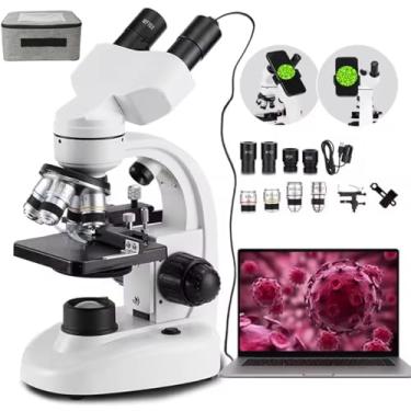 Imagem de Kit profissional de microscópio binocular HD 30000X/50000X/70000X, lente objetiva acromática 185, visualização confortável de 45°, vem com bolsa de presente experimental + paquímetro Vernier- 70000X