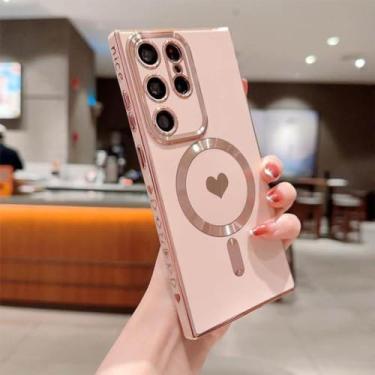 Imagem de Para samsung galaxy s24 s23 s22 ultra 5g caso amor coração chapeamento silicone caso para samsung s21 s23 s 23 24 ultra, rosa, para s24 ultra