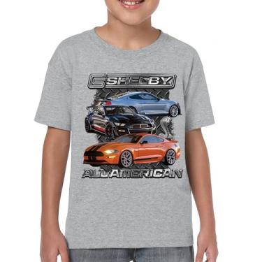 Imagem de Camiseta juvenil Shelby All American Cobra Mustang Muscle Car Racing GT 350 GT 500 Performance Powered by Ford Kids, Cinza, M