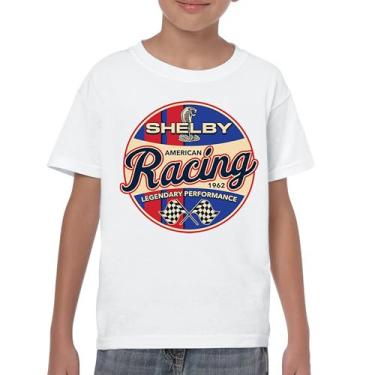 Imagem de Camiseta juvenil Shelby Racing 1962 American Muscle Car Mustang Cobra GT500 GT350 Performance Powered by Ford Kids, Branco, M