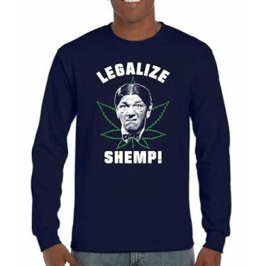 Imagem de Camiseta de manga comprida Legalize Shemp The Three Stooges 420 Weed Smoking 3 American Legends Curly Moe Howard Larry Trio, Azul marinho, G