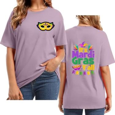 Imagem de 2024 Mardi Gras Outfit for Women Letter Back Printed Mardi Gras Shirts for Women Fat Tuesday Camisetas, rosa, P