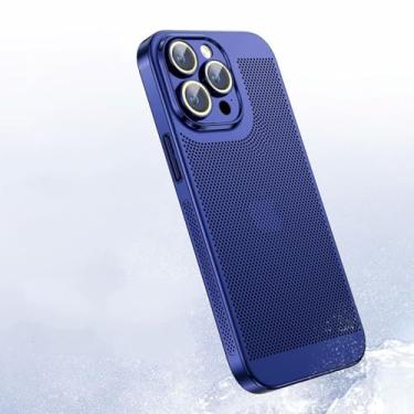 Imagem de Capa de telefone de malha de resfriamento ultra-fina para iphone 15 14 13 12 11promax xsmax capa para pc com lente filme de vidro, azul marinho, para iphone 8
