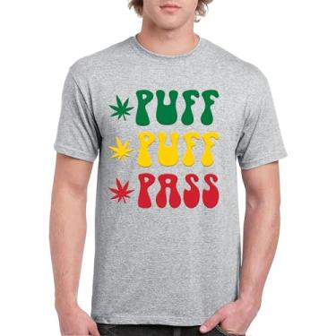 Imagem de Camiseta Puff Puff Pass 420 Weed Lover Pot Leaf Smoking Marijuana Legalize Cannabis Funny High Pothead Camiseta masculina, Cinza, GG