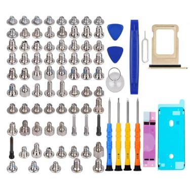 Imagem de DARYCOM Repair Conjunto completo de parafusos 77 peças para iPhone XR kit de ferramentas de reparo de 6,1 polegadas, 4 chaves de fenda, mapa de localização, 3 abridores de ferramentas, 1 adesivo de