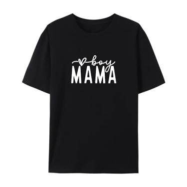 Imagem de Camisetas femininas com estampa de letras para meninos e mamãe para o Dia das Mães, Preto, 3G
