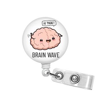 Imagem de Carretel de crachá Brain Wave Neurology - Clipe retrátil para crachá de 3,8 cm, crachá neurológico de UTI, suporte de crachá de identificação EEG, cordão de separação, mosquetão nº 230