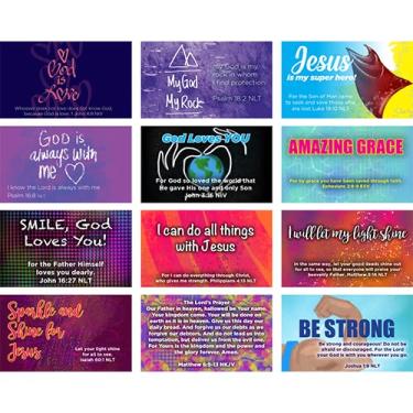 Imagem de Cartão de escrituras de bolso infantil com 60 versos de memória | 12 designs escolhidos à mão, 5 de cada modelo | Ótimo presente para construir fé e compartilhar o evangelho | Sortido 5