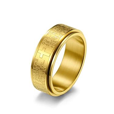 Imagem de Cristão Jesus Cristo Senhor Oração Giratória Alívio do Estresse Anéis Fidget Band para Homens Mulheres para Ansiedade Dedo Gire Livremente Aço Inoxidável Casamento Promessa Casal Aliança Aliança