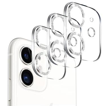 Imagem de 【Pacote com 3】Protetor de lente de câmera Dengduoduo para iPhone 11 e iPhone 12 Mini, Glitter Bling Sparkle Ultra HD, vidro temperado, dureza 13H, antiarranhões, compatível com capas, fácil de instalar [sem efeito nas fotos noturnas]