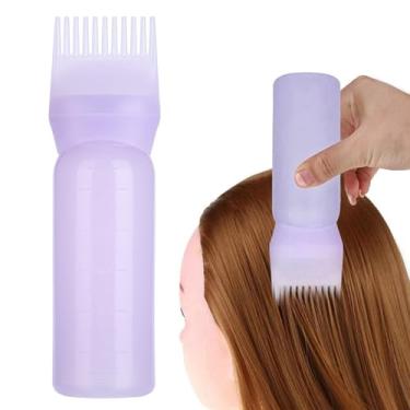 Imagem de Garrafa aplicadora de pente de raiz Sunicon, 160ml 3 cores garrafa de tingimento de cabelo escova shampoo cor de cabelo óleo pente aplicador ferramenta (Blue)