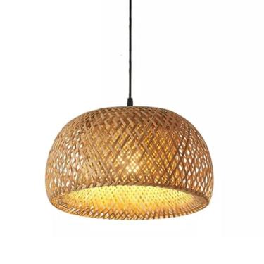 Imagem de Pendente De Bambu Artesanal Fibra Natural 38cm Rustico Nat04