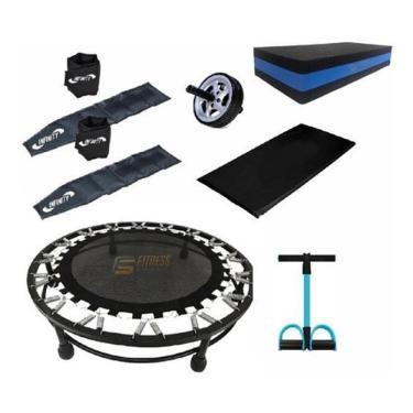 Imagem de Kit mini jump+colchonete+extensor+caneleira 2 e 3kg + step