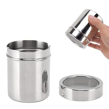Imagem de Espanador de açúcar, espanador de açúcar em pó de aço inoxidável com tampa, peneira de pó amplamente utilizada para farinha de cacau de malha fina, peneira de café, canela e açúcar e pimenta em pó