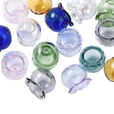 Imagem de KitBeads 18 peças 9 cores contas de vidro cone campânula contas transparentes contas de flor de sino para fazer joias, artesanato, contas de vento