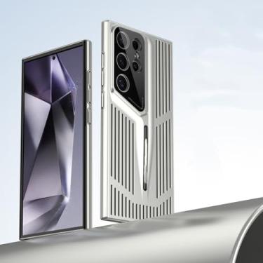 Imagem de Capa de telefone com lâmina de dissipação de calor, para samsung galaxy s22 s23 s24 ultra, malha com resfriamento fosco, prata, para galaxy 24 ultra