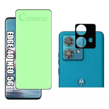 Imagem de Kit Para Motorola Moto Edge 40 Neo 5g - Película Ceramic 9D Clear + Película Protetoda da Câmera Lente