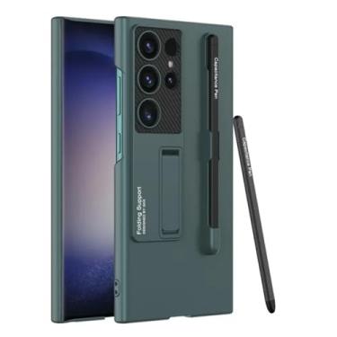 Imagem de Capa dura para pc com suporte para caneta, capa de telefone para samsung galaxy s24 ultra plus, à prova de choque, caneta anexada, verde, para galaxy s24