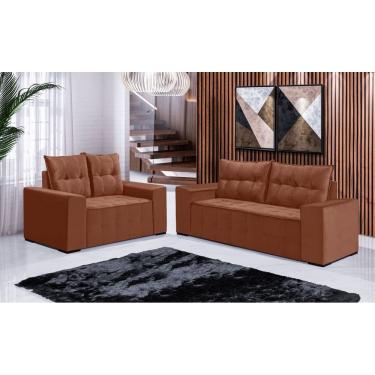 Imagem de Conjunto Sofá de Veludo 3 e 2 lugares ESTILO ESTOFADOS Las Vegas 2,00x1,50m "Terracota"