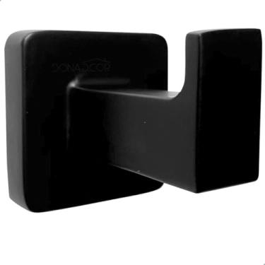 Imagem de Dona D Cor, Porta Toalha Gancho Preto Fosco Suporte De Parede Toalha de Rosto Quadrado Toalheiro Luxo Metal Para Banheiro Lavabo Pendurador Simples