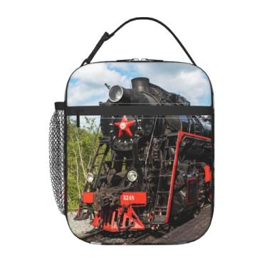Imagem de HKHEHOP Lancheira Cool Train Retrô Ferroviária Isolada Reutilizável Lancheira Portátil Bolsas Bento Para Homens Mulheres Escritório Trabalho Viagens Piquenique Camping