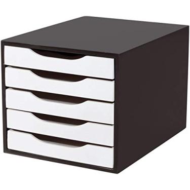 Imagem de Caixa de Arquivo 5 gavetas, Mdf Black Piano (Gaveta Branca) - Souza & Cia, (Ref: 3339)