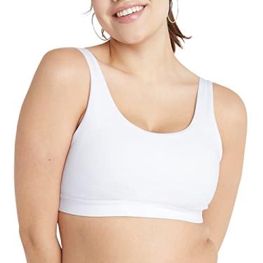 Imagem de Champion Sutiã esportivo feminino, toque macio, absorvente de umidade, sutiã de suporte moderado para mulheres (tamanho plus size disponível), Branco, M