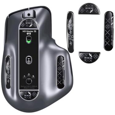 Imagem de immoenuc Patins de mouse de vidro para Logitech MX Master 3/3s mouse pads macios duráveis finos 2.5D acessórios de substituição para mouse com borda curva (padrão de impressão)