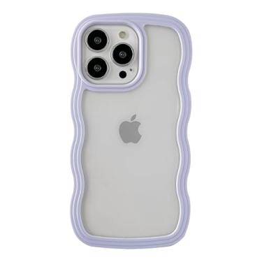 Imagem de Caseative Capa para iPhone 13 Pro, linda capa de celular macia à prova de choque com moldura ondulada (roxa)