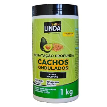 Imagem de Máscara de Hidratação Capilar Profunda 1kg Cachos Ondulados Super Definição Para Cabelos Cacheados Sallon Linda