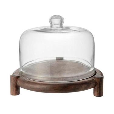 Imagem de Prato para Bolo com Tampa Home Style Rustic Wood 26 cm, NATURAL