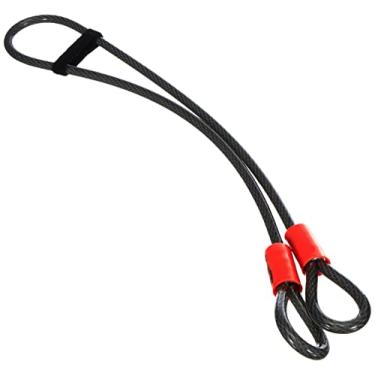 Imagem de Kryptonite Cabo de segurança KryptoFlex, cabo antifurto de aço trançado longo de 2,6 pés/1,2 m, com extremidades em loop para equipamentos externos, trava em U e cadeado, 5 mm-10 mm de espessura