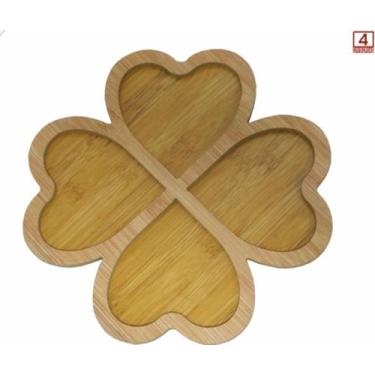 Imagem de Bandeja / Petisqueira Trevo de Madeira MDF  com 4 Divisórias 28cm - Fw