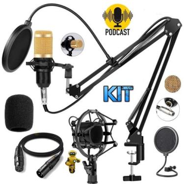 Imagem de Kit 02 Microfone Para Podcast Condensador Com Cabo 5 Metros XLR Balanc