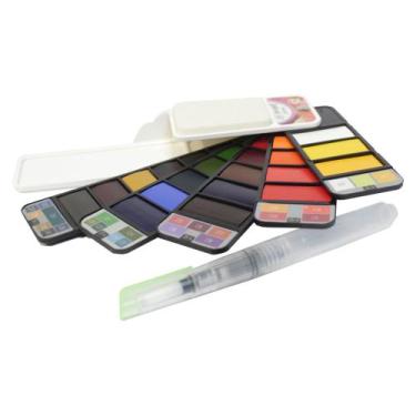 Imagem de Estojo Aquarela Sinoart Paleta em Leque 25 Cores+gode com tampa sinoar