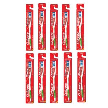 Imagem de Kit com 10 Escova de Dente Colgate Suave/Macia Classic Clean Cores Var