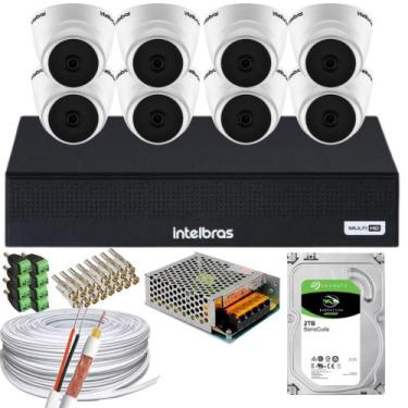 Imagem de Kit 8 Câmera 1220D mic intelbras Com Áudio dvr 1008-c C/hd 2tb