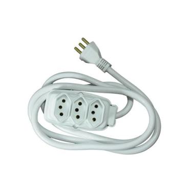 Imagem de Extensão Elétrica Barra Tripolar Bivolt 3 Tomada Branca 1,5M - Ilumi