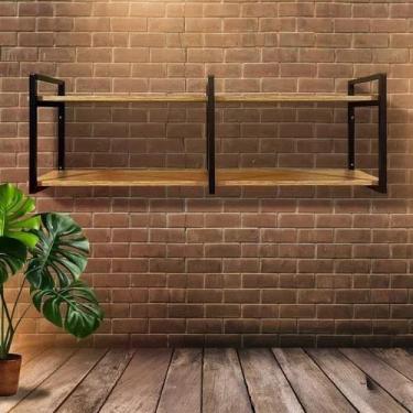 Imagem de Estante suspensa moderna elegante - Metal Decore, Amadeirado